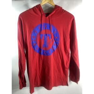 Victoria’s Secret Pink 5th & Ocean Red Texas Rangers Hoodie T-shirt Small *Read